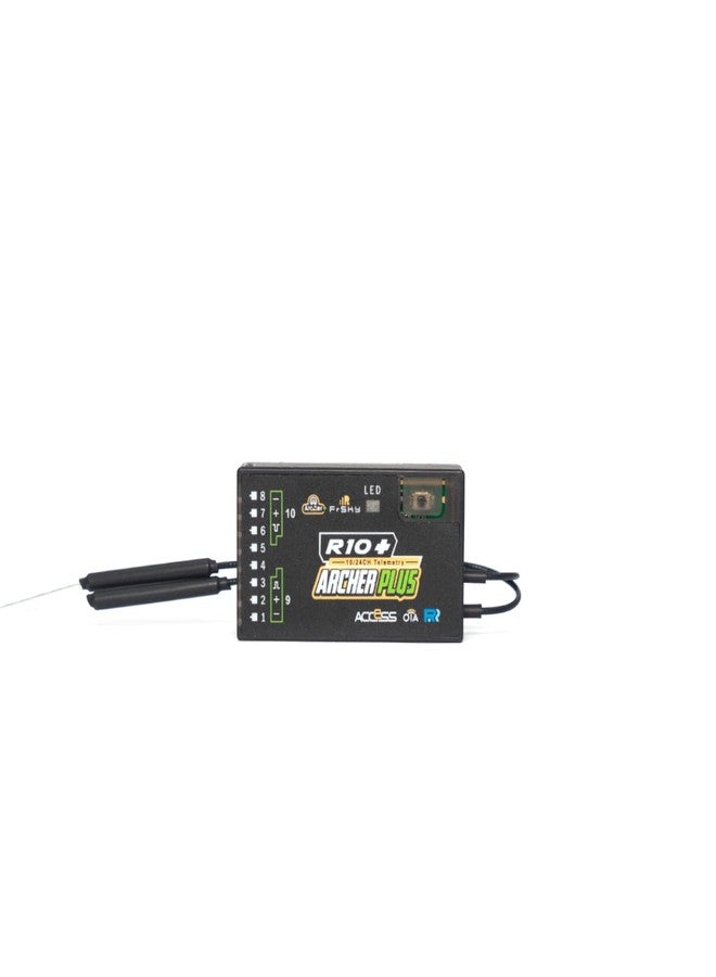 FrSky Archer Plus R10+ Receiver - 10 Configurable Ports Dual Detachable Antennas Access & D16 Compatible Enhanced Anti-RF Interference Black Box & Telemetry SBUS/FBUS Support - Image 1