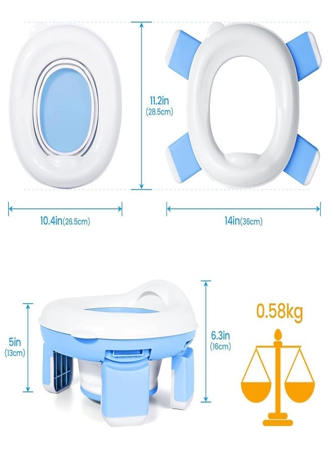 Topinon Foldable Travel Potty for Toddlers with Disposable Bags & Carry Pouch | Portable Kids Potty Training Seat with Anti-Slip Legs | Toddler Toilet Chair (Blue) - Image 2