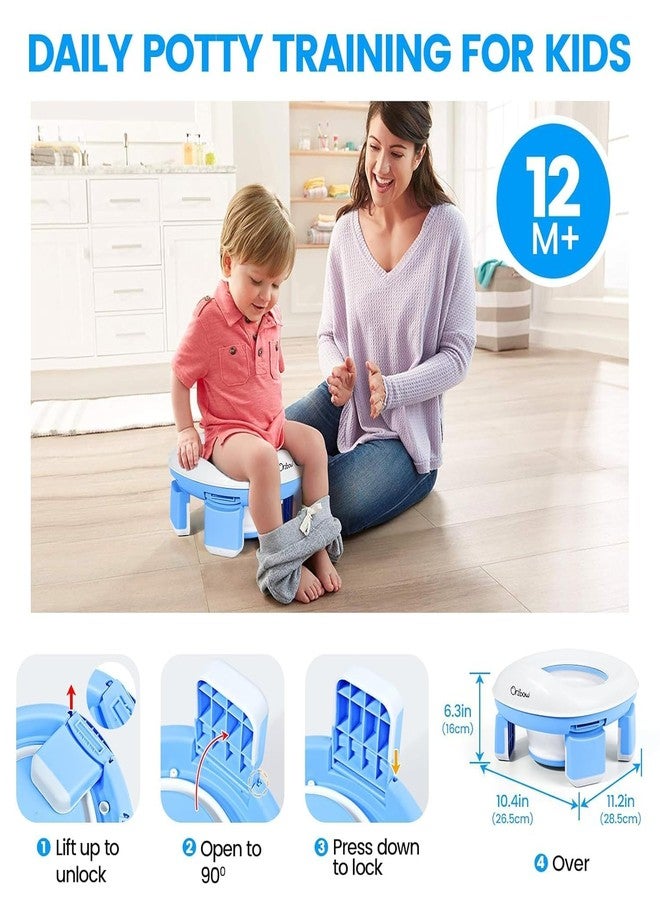 Topinon Foldable Travel Potty for Toddlers with Disposable Bags & Carry Pouch | Portable Kids Potty Training Seat with Anti-Slip Legs | Toddler Toilet Chair (Blue) - Image 4