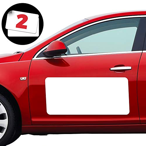 GlossyEnd Set of 2 - 24" X 12" Car Door Magnets, Flexible Signs for Vehicles, White PVC Finish, Round Corners, Strong Durable Magnetic Signs, 30 Mil Thickness - Image 1