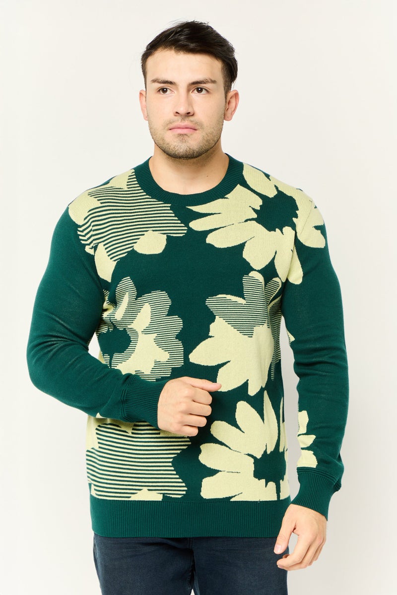 ESPRIT Men Jacquard Floral Knitted Sweater, Multicolor - Image 1