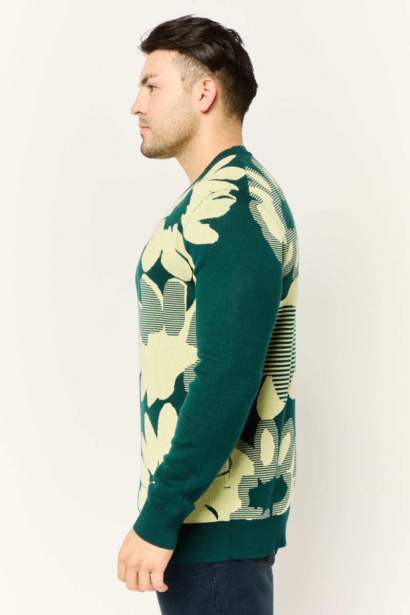 ESPRIT Men Jacquard Floral Knitted Sweater, Multicolor - Image 3