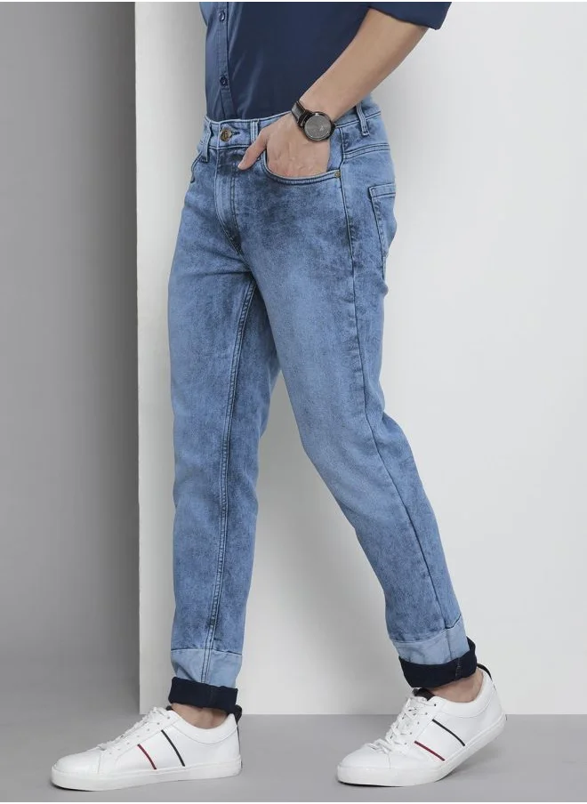 شركة المرآب الهندية Men Regular Fit Colorblocked Mid-Rise Stretchable Jeans