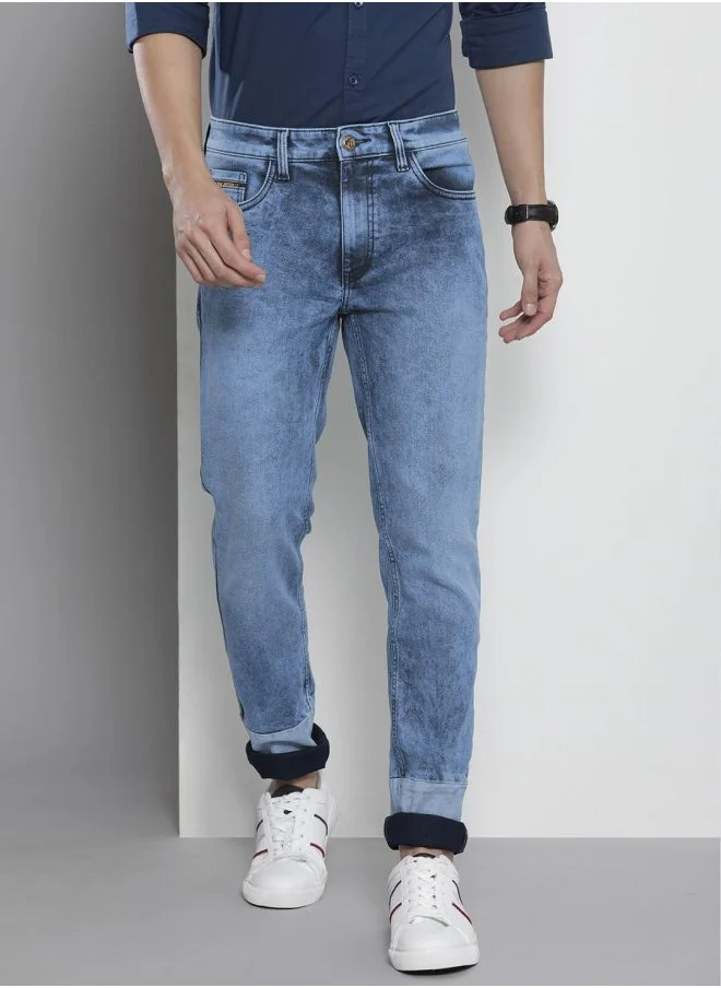 شركة المرآب الهندية Men Regular Fit Colorblocked Mid-Rise Stretchable Jeans