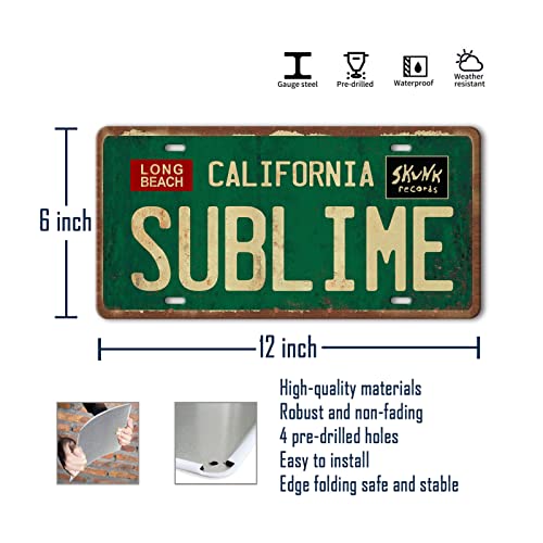 Liukliut Vintage Metal Tin Sign Long Beach California Sublime Poster Grunge Hippie Room Decor Rock Band Posters Sublime Tapestry Funny Street Signs For Bedroom Wall Aesthetic 90s Bathroom Sign 12 X 6 Inch - Image 2