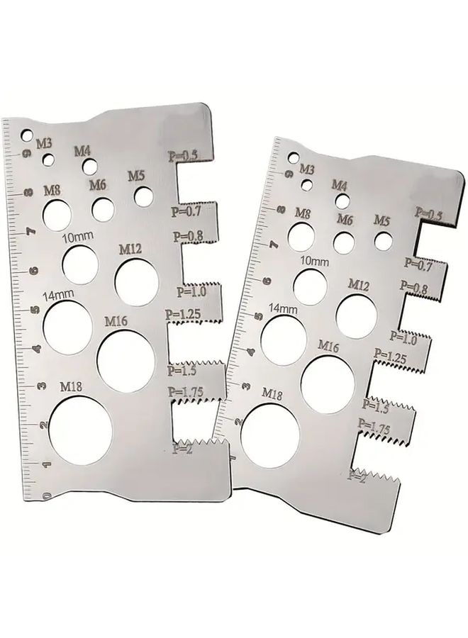Stainless Steel Screw Bolt Measuring Ruler Metric Imperial Dual Scale M2 M16 - Image 3