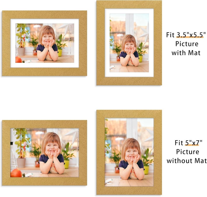 Picrit Set of 12 Photo Frames 12 x 15 cm with Mount or 12 x 17 cm without Mat, Photo Frames for Wall or Tabletop Photo Frames, Gold - Image 3