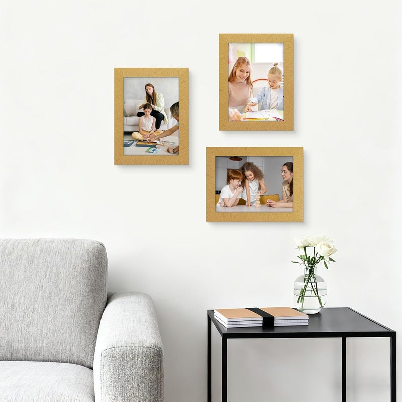 Picrit Set of 12 Photo Frames 12 x 15 cm with Mount or 12 x 17 cm without Mat, Photo Frames for Wall or Tabletop Photo Frames, Gold - Image 5