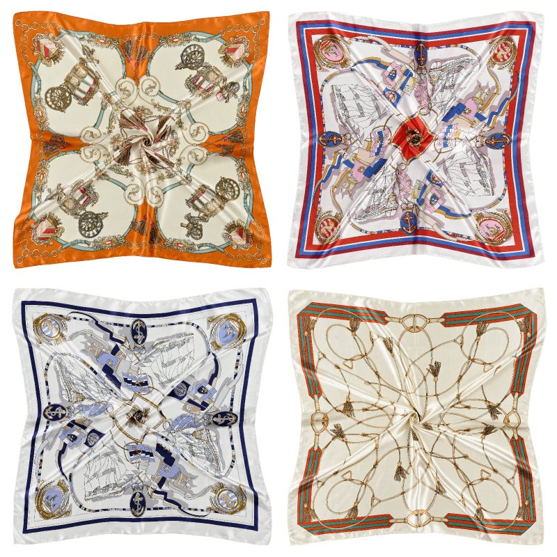 QBSM 4 Pcs 35'' Satin Head Scarf Silk Feeling Neck Scarves Hair Wrap for Sleeping Large Square Headscarf for Women - Image 2