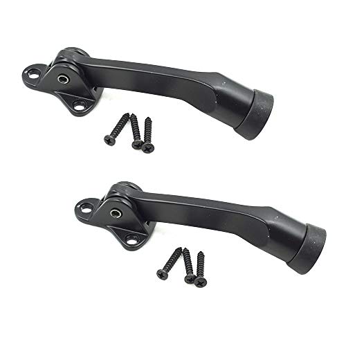 PHITUODA 2pcs 4 Inch KickDown Door Stopper Heavy Duty Door Stop with NonSlip Rubber Tip for Wood Concrete Tiled Carpeted Floors Black - Image 1