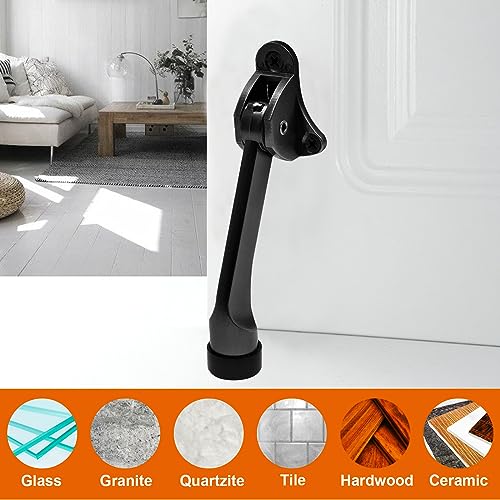 PHITUODA 2pcs 4 Inch KickDown Door Stopper Heavy Duty Door Stop with NonSlip Rubber Tip for Wood Concrete Tiled Carpeted Floors Black - Image 3