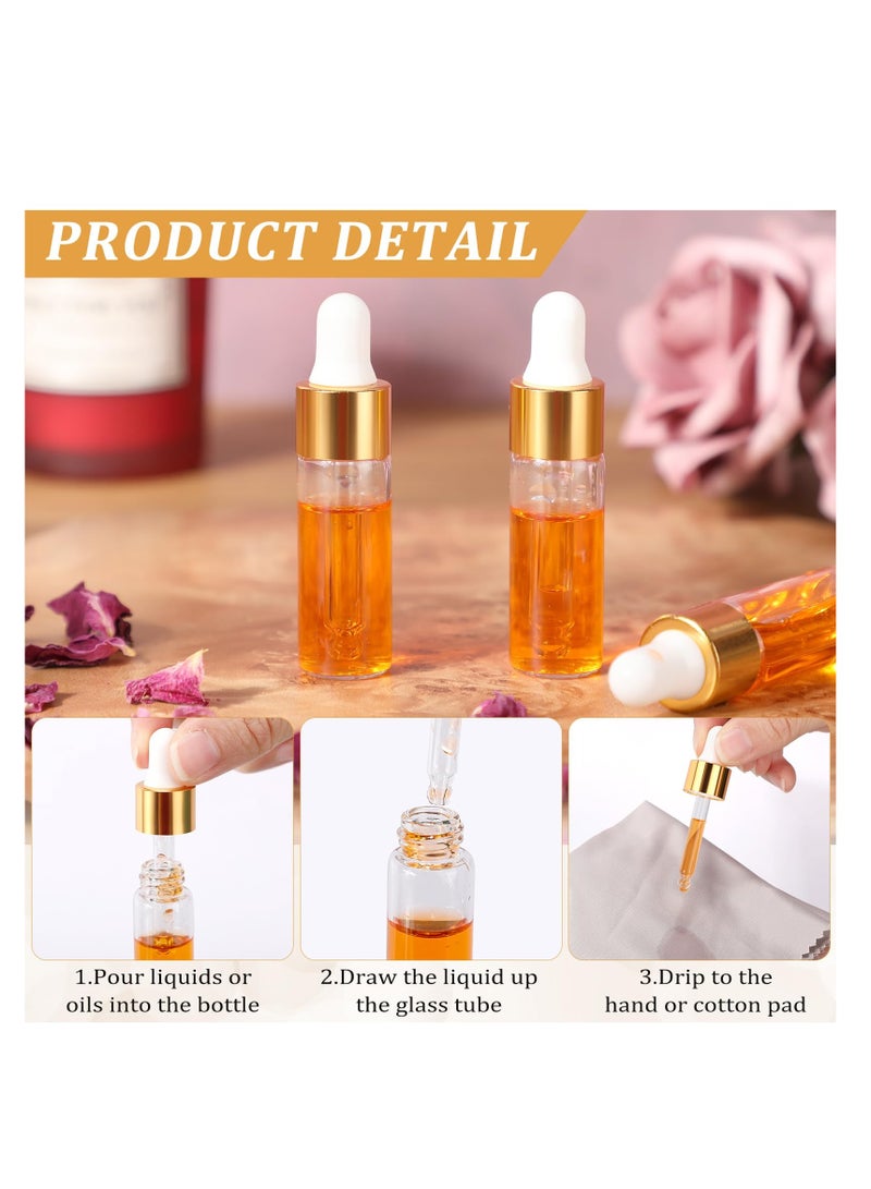 Excefore Glass Dropping Bottles, 50 Pcs Mini Essential Oil Dropper Bottles, with Black Cap Tiny Storage Jar, with Dropper for Perfumes Cosmetic Liquid Aromatherapy Lab (Clear, 5 ml) - Image 2