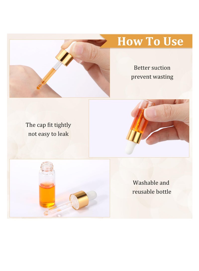 Excefore Glass Dropping Bottles, 50 Pcs Mini Essential Oil Dropper Bottles, with Black Cap Tiny Storage Jar, with Dropper for Perfumes Cosmetic Liquid Aromatherapy Lab (Clear, 5 ml) - Image 3