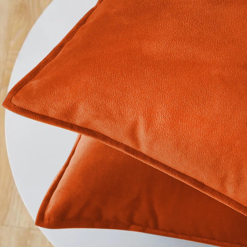 VAKADO Throw Pillow Covers 20x20 Set of 2 Burnt Orange Velvet Decor Decorative Couch Cushion Euro Autumn Fall Pillowcases with Fringe Home Bed Decoration for Sofa Bedroom Office - Image 4