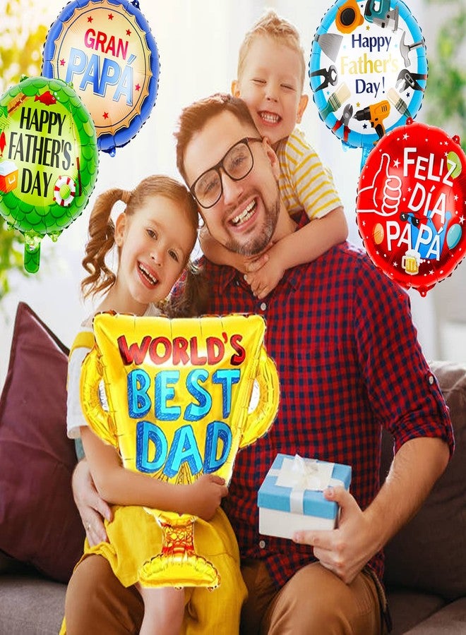 EPDPLAY 15Pcs Happy Fathers Day Balloons Party Decorations, 18 inch Feliz Dia PaPa Foil Balloons, Worlds Best Dad Balloons for Father's Day Party Birthday Decorations Supplies - Image 5