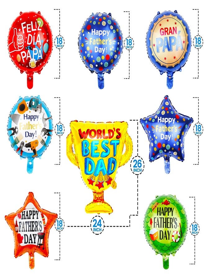 EPDPLAY 15Pcs Happy Fathers Day Balloons Party Decorations, 18 inch Feliz Dia PaPa Foil Balloons, Worlds Best Dad Balloons for Father's Day Party Birthday Decorations Supplies - Image 3