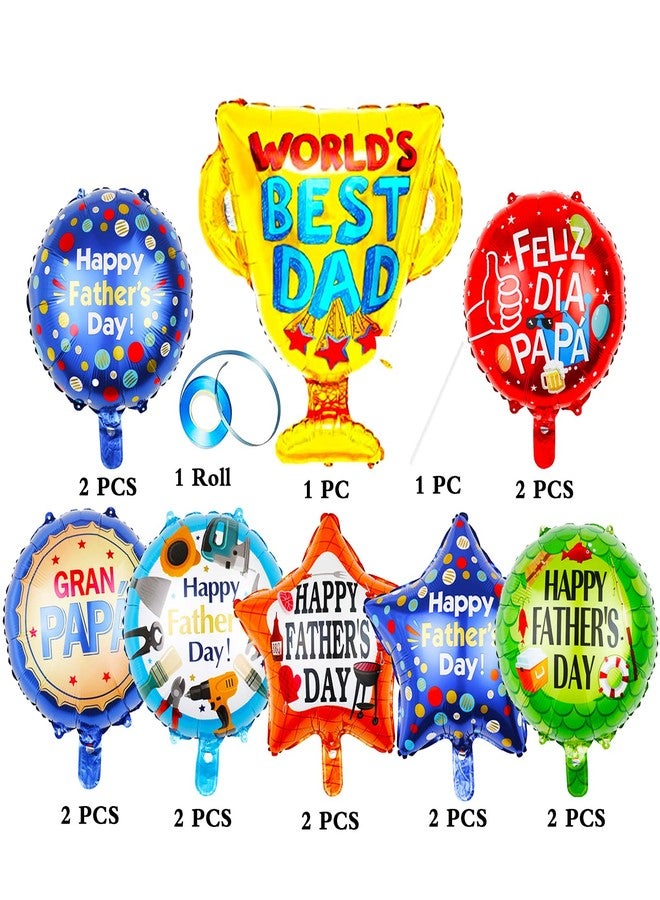 EPDPLAY 15Pcs Happy Fathers Day Balloons Party Decorations, 18 inch Feliz Dia PaPa Foil Balloons, Worlds Best Dad Balloons for Father's Day Party Birthday Decorations Supplies - Image 2