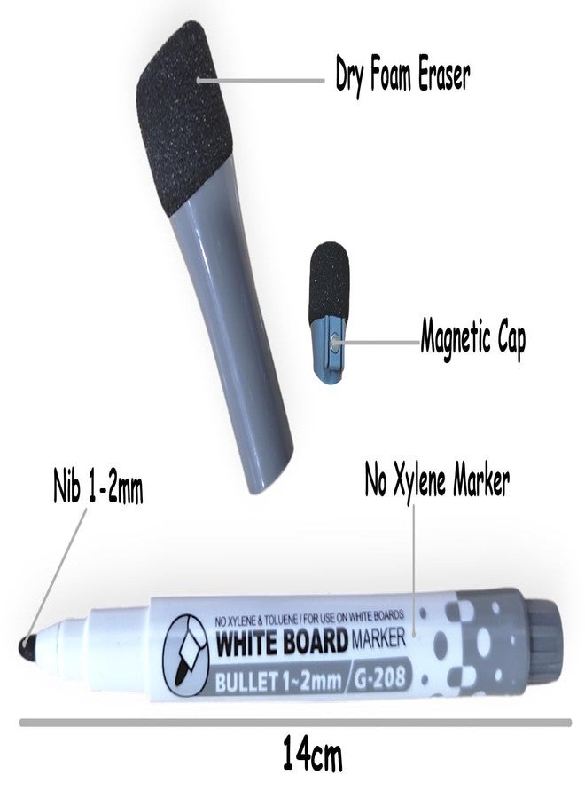 GLUN® White Board Markers Attached Top Cap Duster, 4 Bright Effect Highlighter Pens, Dazzling Colours, Quick Dry and Wet Cleaning, No Smearing - Image 3