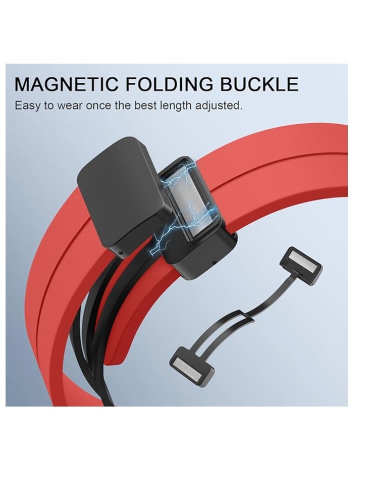 Silicone Band With Magnetic Folding Buckle For Oraimo Tempo S2 OSW-11N- Smart Watch - Smart Watch , Quick Release Silicone Straps For Women Men (Red  )  - Image 3