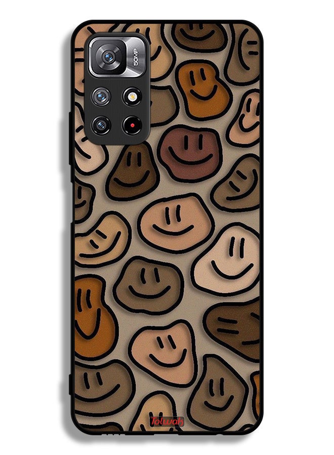 Tolwak Xiaomi Redmi Note 11 4G Protective Case Cover Smiley Faces Art - Image 2