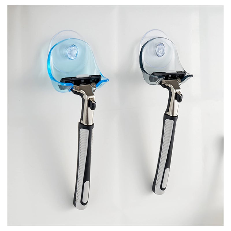 EIKS 2 Pack Portable Razor Holder Rack Shelves with Suction Cup Hooks Apply for Shower Bathroom Travel Wall Mounting Reusable - Image 1
