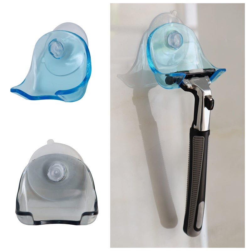 EIKS 2 Pack Portable Razor Holder Rack Shelves with Suction Cup Hooks Apply for Shower Bathroom Travel Wall Mounting Reusable - Image 2