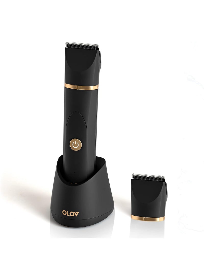 OLOV - OLOV Electric Body Hair Trimmer for Men  WetDry Body Shaver Groomer with 2 Repalcement Ceramic Blade USB Recharge Dock  Nosetrimmer Head Waterproof Male Hygiene Razor - Image 1