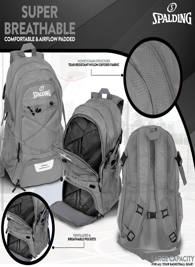 Spalding Basketball Backpack Sports Bag | Large Grey Backpack with Shoe and Ball Compartment | Use for Sport Accessories and Stuff | Basketball Gifts for Sports Players - Image 4