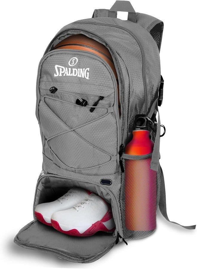 Spalding Basketball Backpack Sports Bag | Large Grey Backpack with Shoe and Ball Compartment | Use for Sport Accessories and Stuff | Basketball Gifts for Sports Players - Image 1