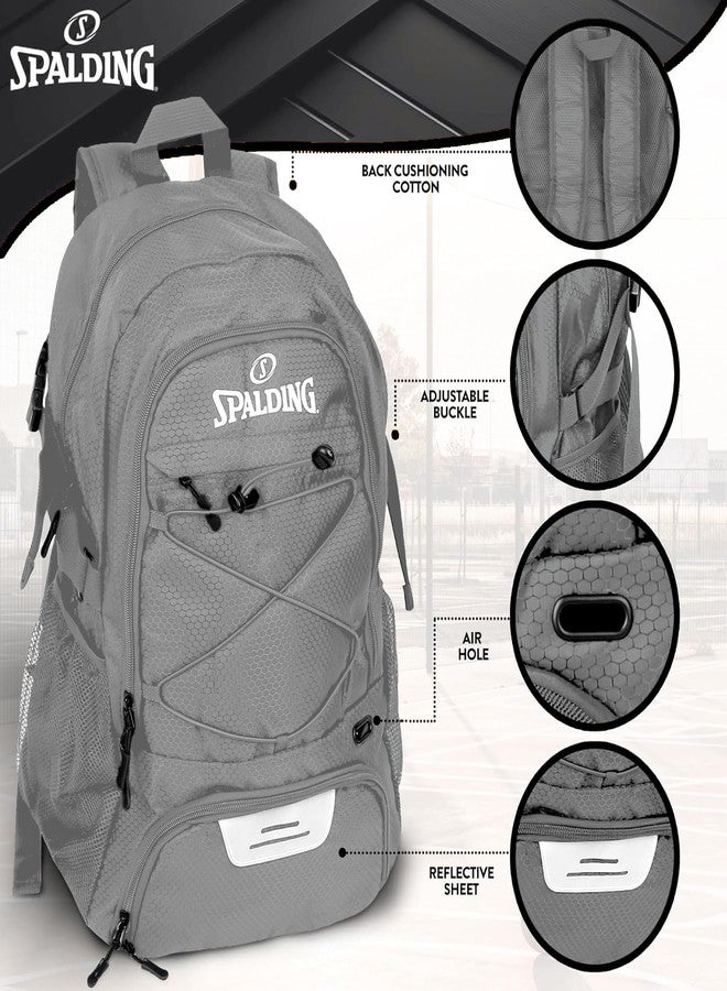 Spalding Basketball Backpack Sports Bag | Large Grey Backpack with Shoe and Ball Compartment | Use for Sport Accessories and Stuff | Basketball Gifts for Sports Players - Image 3