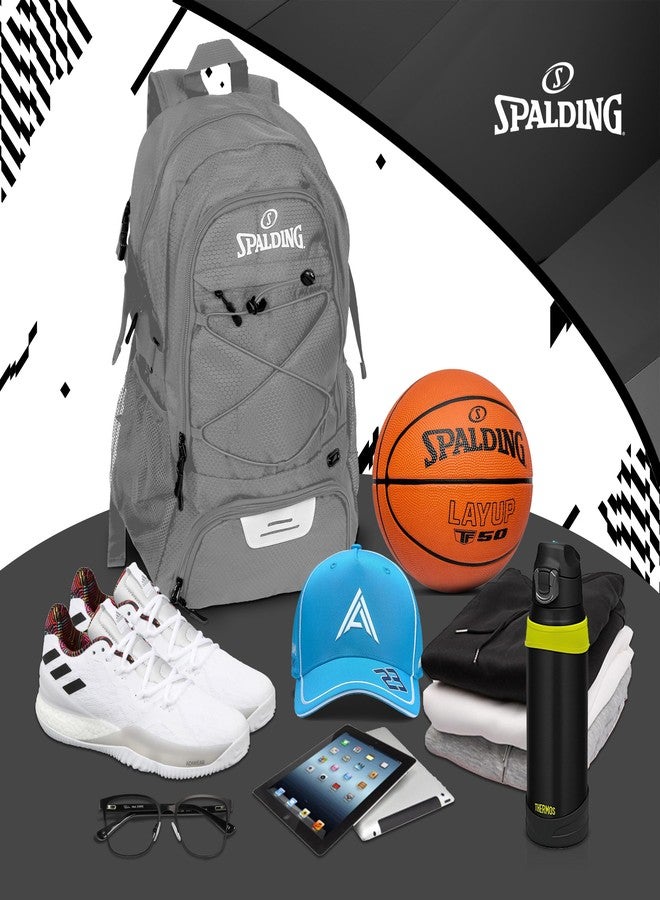 Spalding Basketball Backpack Sports Bag | Large Grey Backpack with Shoe and Ball Compartment | Use for Sport Accessories and Stuff | Basketball Gifts for Sports Players - Image 5