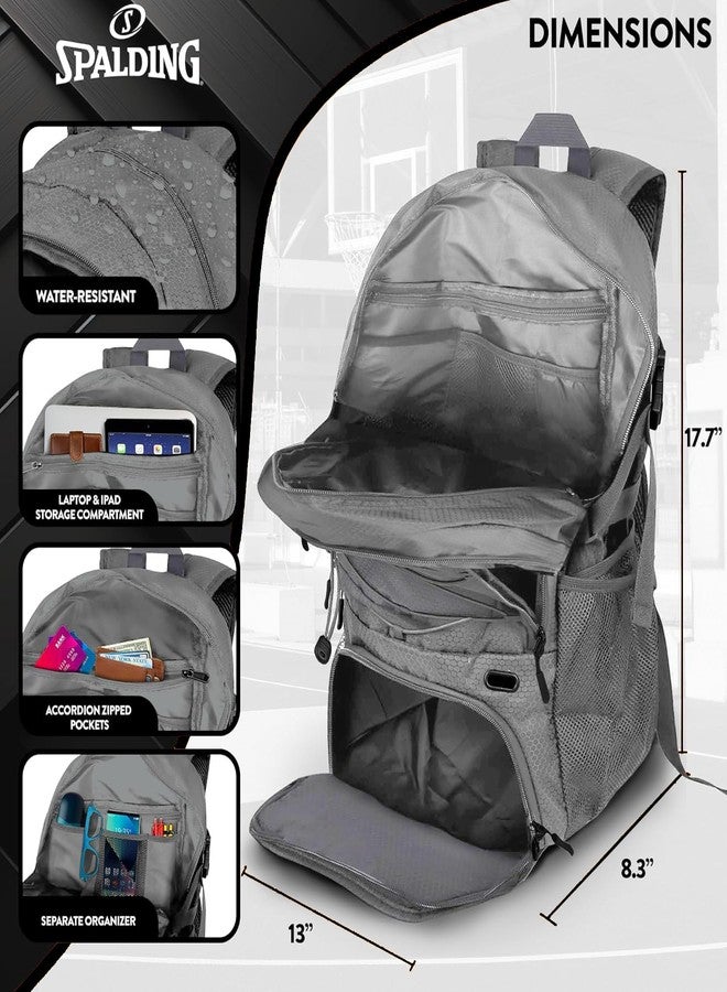 Spalding Basketball Backpack Sports Bag | Large Grey Backpack with Shoe and Ball Compartment | Use for Sport Accessories and Stuff | Basketball Gifts for Sports Players - Image 2