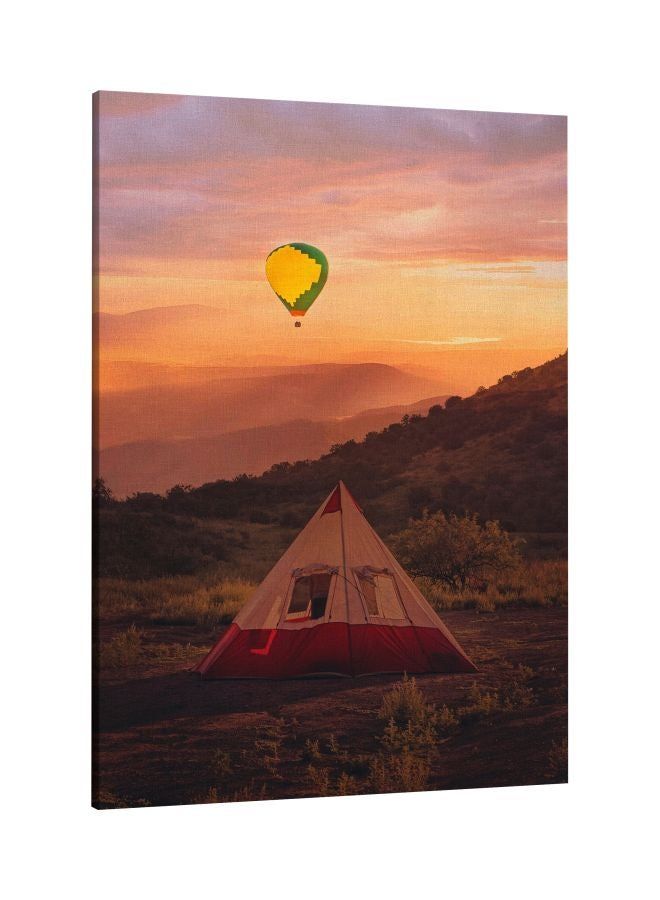 RKN Hot Air Balloon Printed Framed Canvas Wall Art Orange/Green/Yellow 60x80centimeter - Image 1