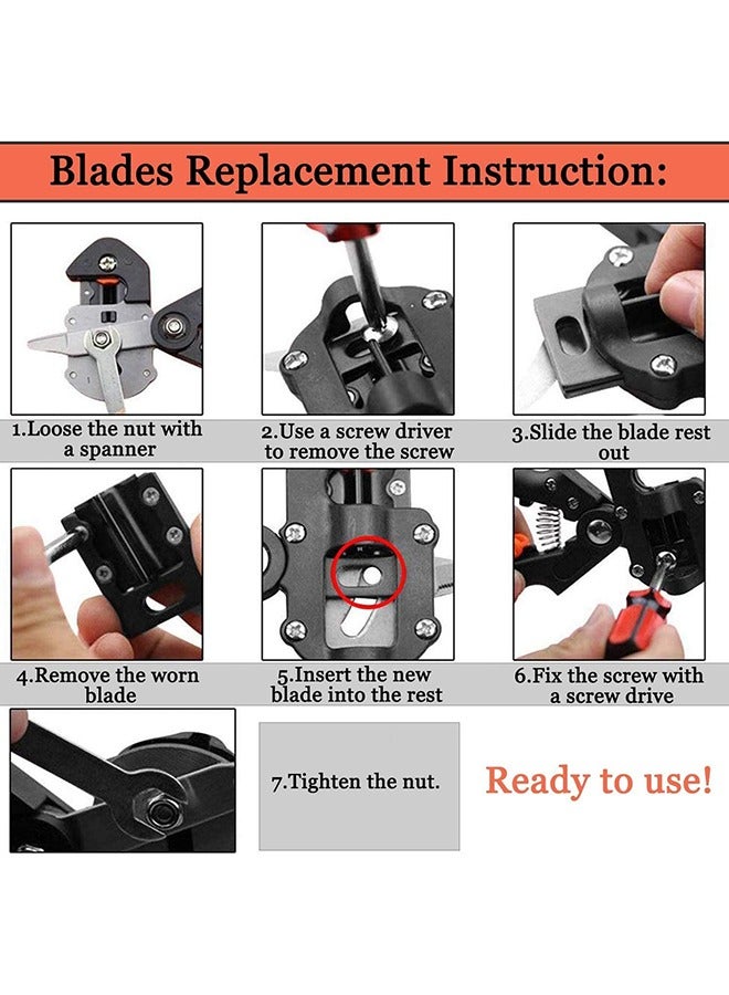 Grafting Tool Kit, Pruning Shears Kit, Professional Garden Trees Grafting Cutting Tools, 2-in-1 Garden Grafting Tool Pruner Kit Including Grafting Tapes, Grafting Knife and 3 Replacement Blades