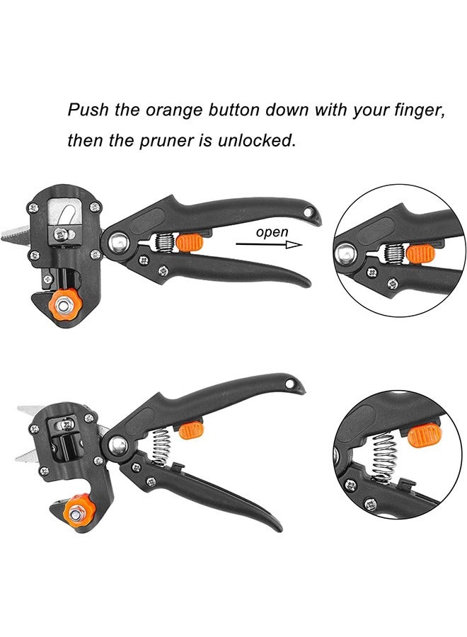 Grafting Tool Kit, Pruning Shears Kit, Professional Garden Trees Grafting Cutting Tools, 2-in-1 Garden Grafting Tool Pruner Kit Including Grafting Tapes, Grafting Knife and 3 Replacement Blades