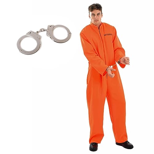 fun shack Prisoner Costume Men,Inmate Costume Men, Convict Costumes, Halloween Costumes for Adults, XL - Image 3