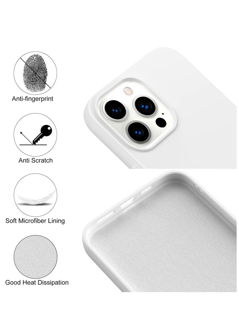 إلترازون Designed For iPhone 14 Pro, Silicone Slim Shockproof Case with Soft Scratch Resistant Microfiber Liner, [Enhanced Camera Protection] 6.1"(White) - Image 2