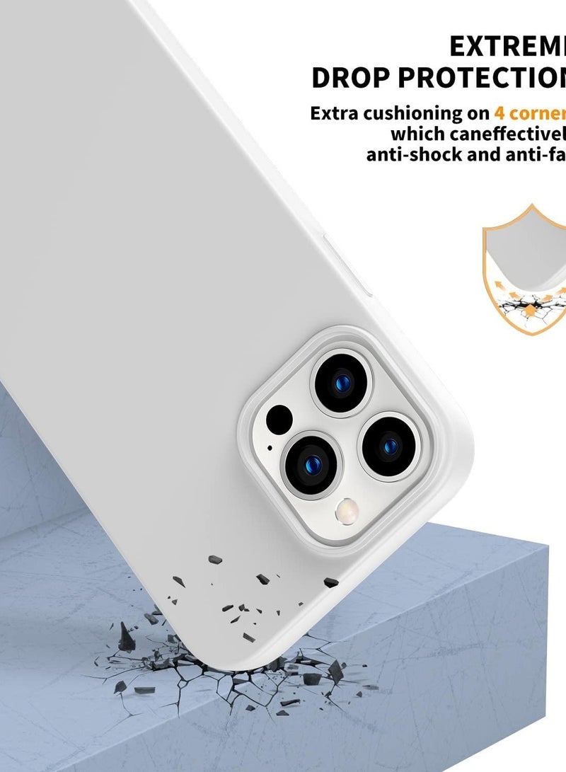 إلترازون Designed For iPhone 14 Pro, Silicone Slim Shockproof Case with Soft Scratch Resistant Microfiber Liner, [Enhanced Camera Protection] 6.1"(White) - Image 4