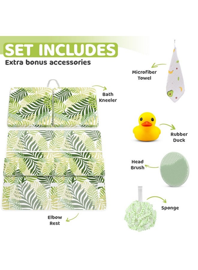 Sleepah Bath Kneeler and Elbow Kneeling Rest Pad Set for Baby Bathing - Waterproof Soft Memory Foam Mat Organizer Babies & Toddler Bathing Time Toys Sponge (Foral) - Image 2