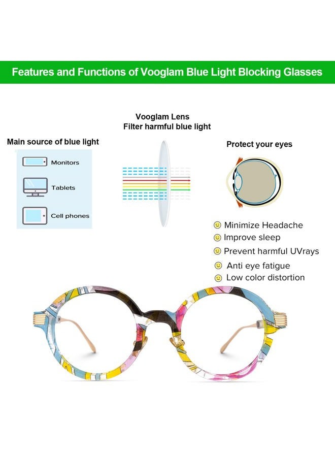 VOOGLAM Round Blue Light Blocking Glasses for Women Men Anti UV Eyestrain Eyewear Dylan GJGT000174-05 - Image 5