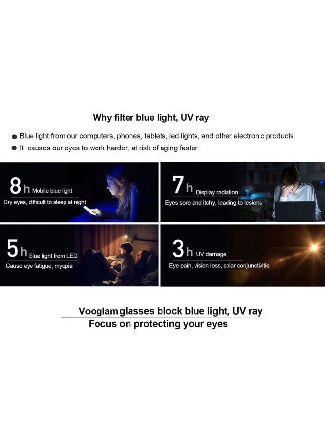VOOGLAM Round Blue Light Blocking Glasses for Women Men Anti UV Eyestrain Eyewear Dylan GJGT000174-05 - Image 4