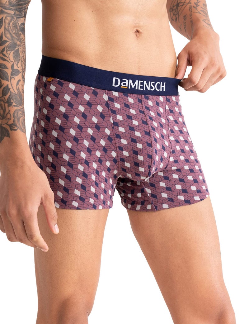 DAMENSCH Men's Deo-Cotton Deodorizing Printed Trunks- Pack of 1- Earth Red- Medium - Image 4