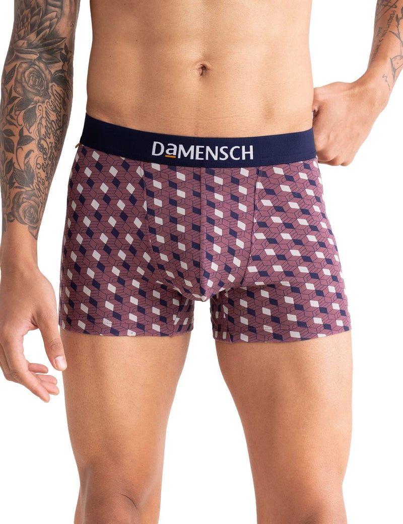 DAMENSCH Men's Deo-Cotton Deodorizing Printed Trunks- Pack of 1- Earth Red- Medium - Image 1