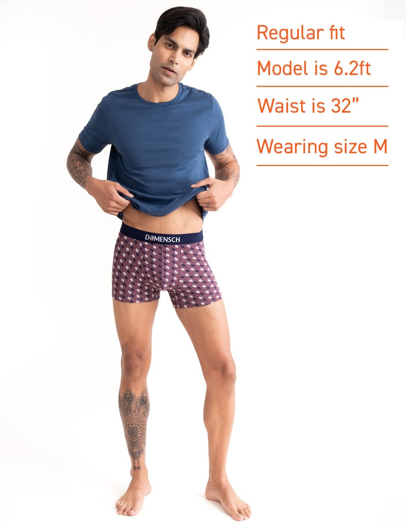 DAMENSCH Men's Deo-Cotton Deodorizing Printed Trunks- Pack of 1- Earth Red- Medium - Image 3