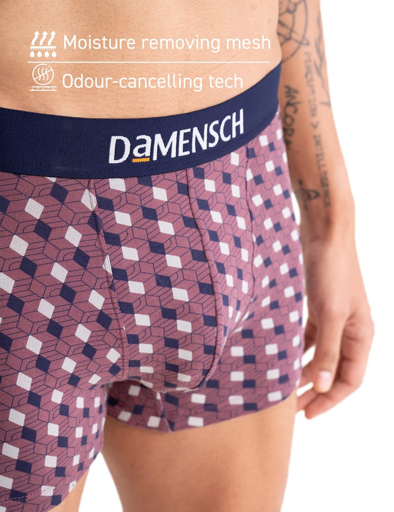 DAMENSCH Men's Deo-Cotton Deodorizing Printed Trunks- Pack of 1- Earth Red- Medium - Image 2