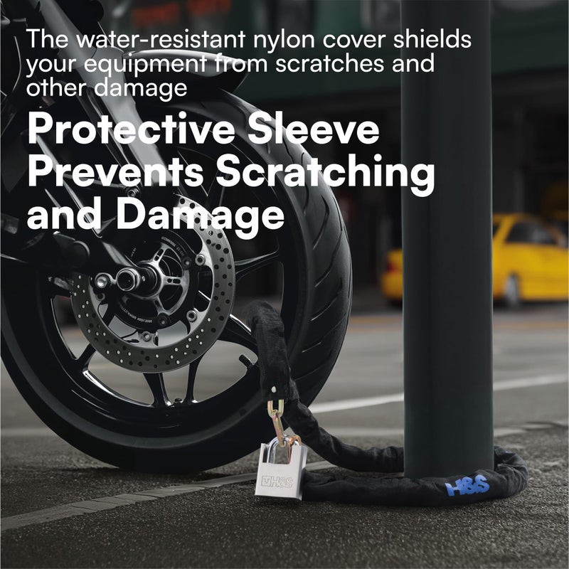 HST قفل سلسلة الدراجة H&S - قفل سكوتر كهربائي عالي الأمان - 0.2" × 3.9 قدم (6 مم × 1.2 م) - قفل دراجة بمفتاح - قفل دراجة نارية، دراجة نارية، دراجة - أقفال دراجات ثقيلة مضادة للسرقة - Image 4