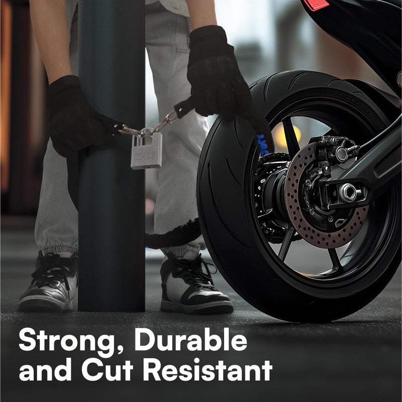 HST قفل سلسلة الدراجة H&S - قفل سكوتر كهربائي عالي الأمان - 0.2" × 3.9 قدم (6 مم × 1.2 م) - قفل دراجة بمفتاح - قفل دراجة نارية، دراجة نارية، دراجة - أقفال دراجات ثقيلة مضادة للسرقة - Image 2