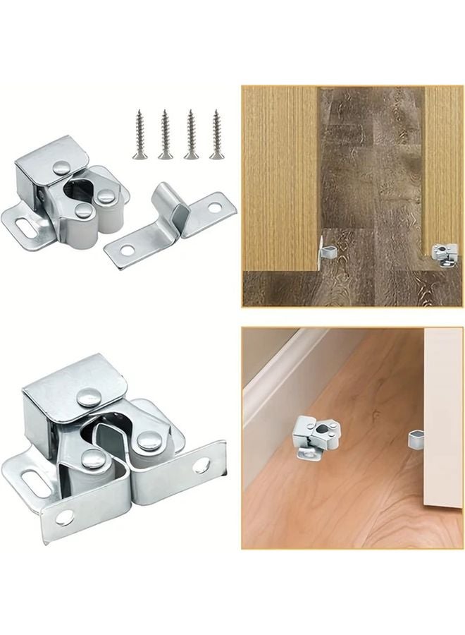 6 قطع من مجموعة مزلاج الأسطوانة المزدوجة المعدنية العتيقة، فضي، عتاد خزانة متين - Image 2