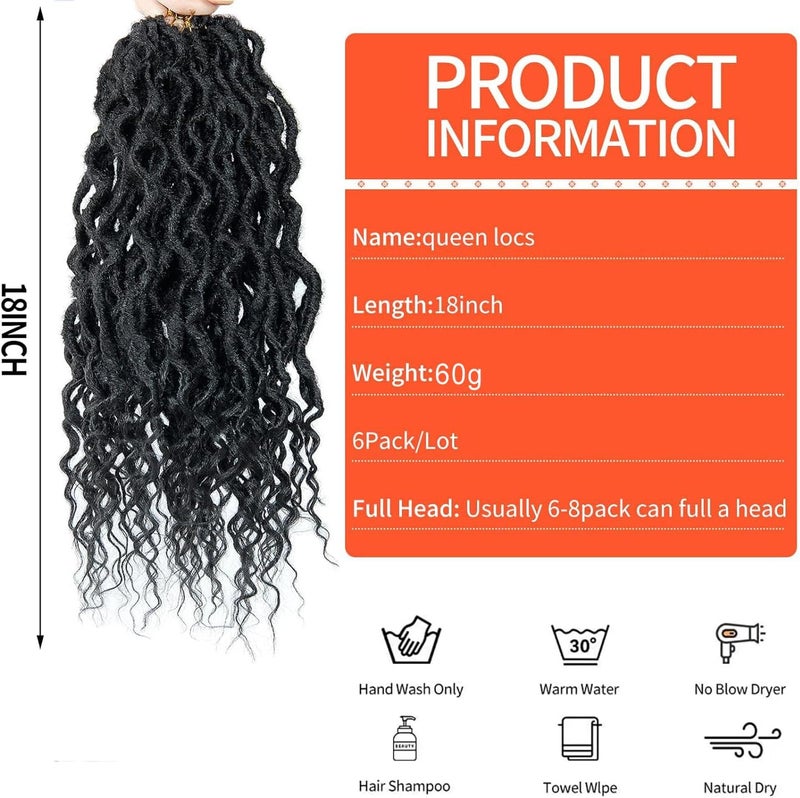 SuyiIRL Faux Locs Crochet Hair For Women Soft Locs 18 Inch Goddess Crochet Hair Curly Ends Dreadlocks Boho Style Synthetic Braiding Hair Extensions - Image 2