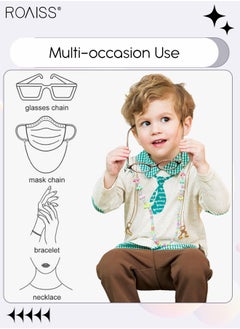 roaiss 3Pcs Kids Beaded Glasses Chains, Multi-Function Eyeglasses Cord, Eyewear Retainer, Mask Necklace Lanyard, Cute Sunglasses Holder for Boys Girls, Multicolor  - Image 3